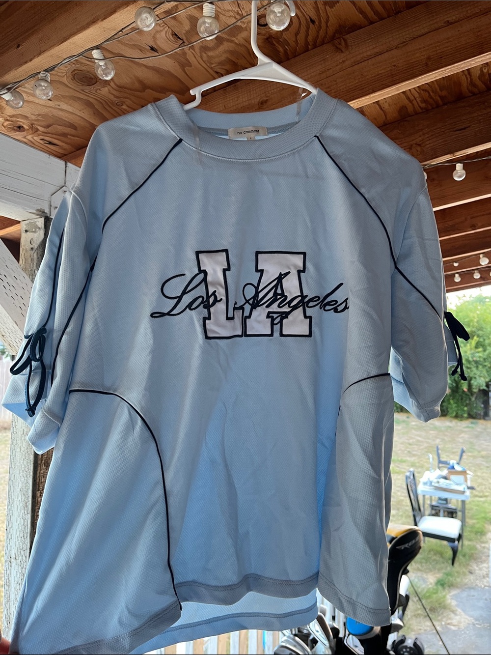 Light Blue 'Los Angeles' Pullover Jersey with Contrast Piping